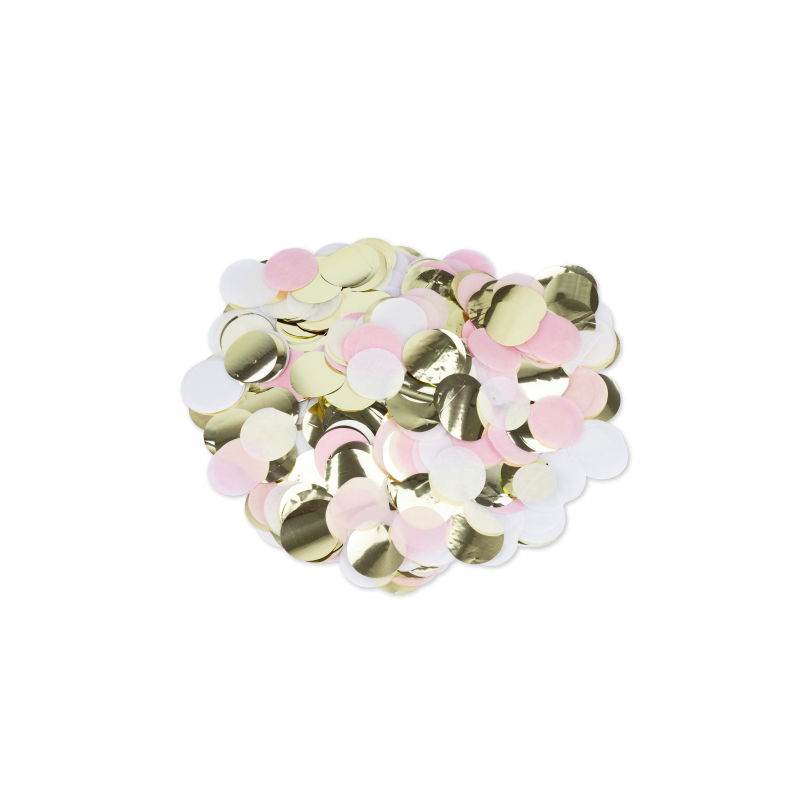 Confettis papier rose, blanc et or 3cm - 36gr