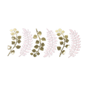 6 feuilles fougeres et eucalyptus rose poudre et or 30cm