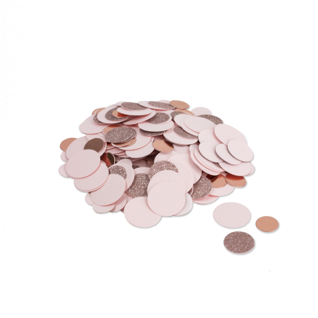 Confettis rose gold, paillette rose et rose double face 14g 2.5/2/1.5c