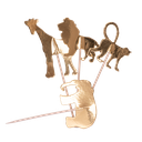 20 pics animaux jungle lion singe girafe éléphant or 12,5cm recto verso