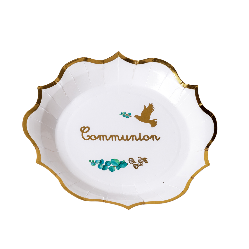 8 assiettes communion blanches vege