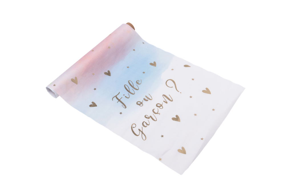 Cdt tissu fille ou garcon bleu rose et or 28cmx5m