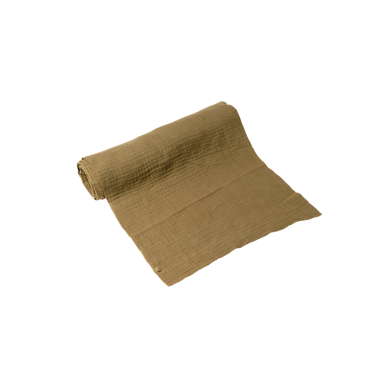 Chemin de table gaze de coton kaki 30cmx3m