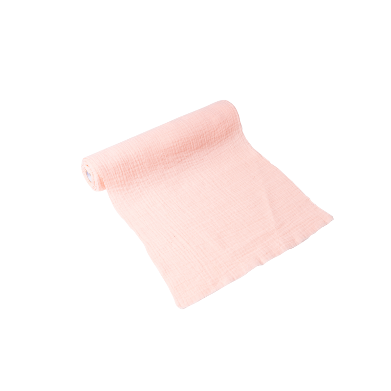 Chemin de table gaze de coton rose 30cmx3m