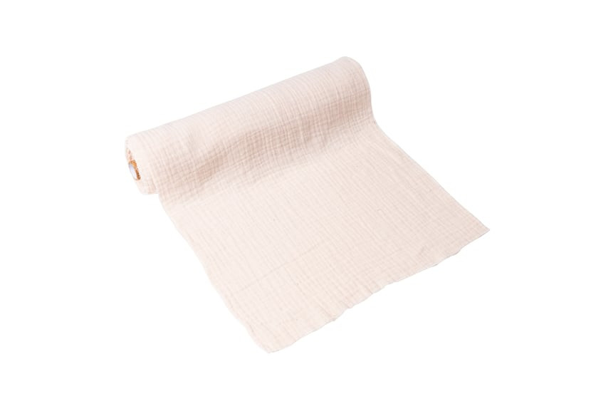 Chemin de table gaze de coton crème 30cmx3m