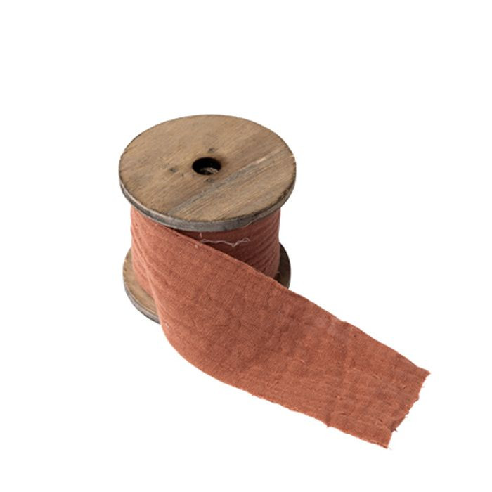 Ruban gaze de coton vieux rose 4.5c mx3m sur bobine bois