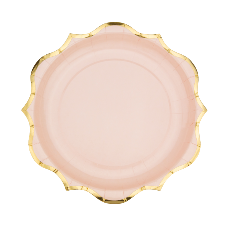 8 assiettes rose poudré lisere or 2 3cm