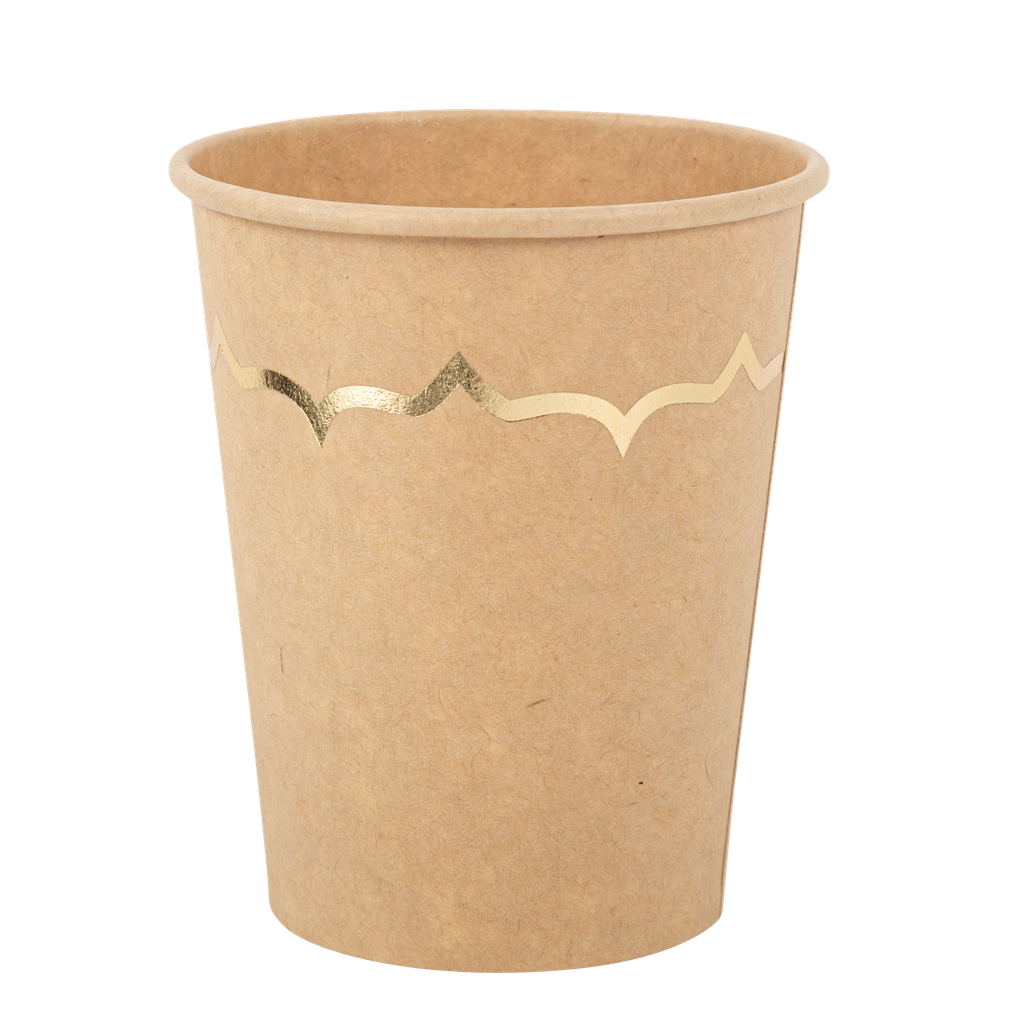 8 gobelet carton kraft et liseré or 255ml