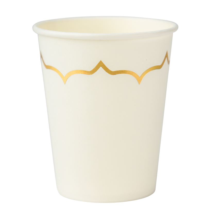 8 gobelet carton blanc et liseré or 255ml