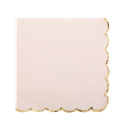 16 serviettes rose poudré lisere or 3 plis 33x33cm