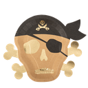 8 assiettes pirate carton kraft noir et or 27x22cm