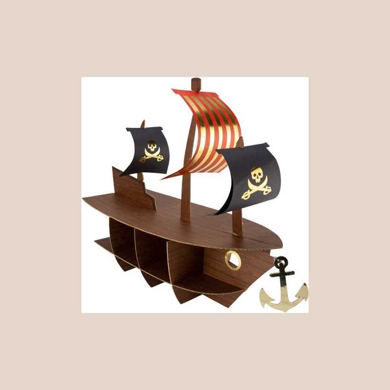Présentoir bateau pirate carton 46,5x40x20cm