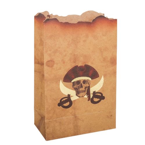 4 sachets pirate papier kraft et or 9,5x15cm