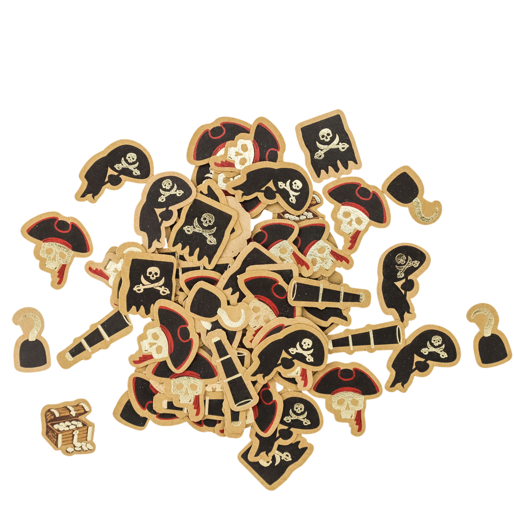100 confettis pirate papier 6 modèles assortis de 1,5 à 3cm