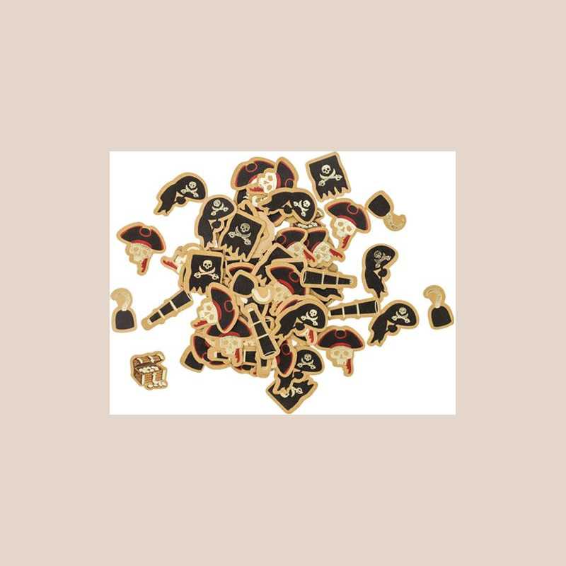 100 confettis pirate papier 6 modèles assortis de 1,5 à 3cm