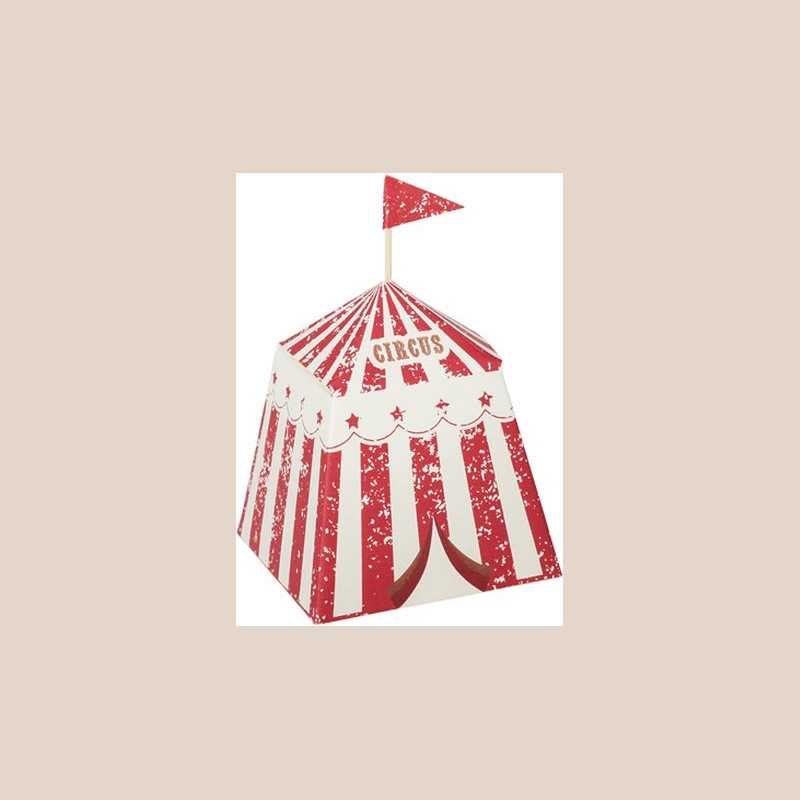 8 contenants circus vintage papier ivoire et rouge 6x6x7cm