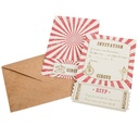 8 invitations circus vintage papier ivoire et rouge + 8 enveloppes kraft 10x15cm