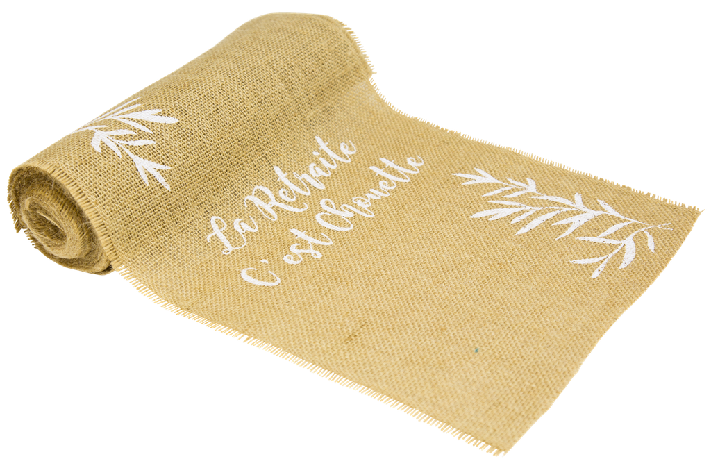 Chemin table la retraite c'est chou ette jute floquee blanc 28cmx5m