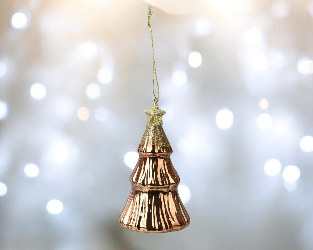 Sapin verre a/etoile sur le haut bronze