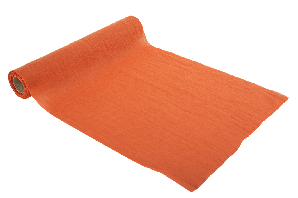 Chemin de table  mousseline orange brulé lavable 28cmx5m