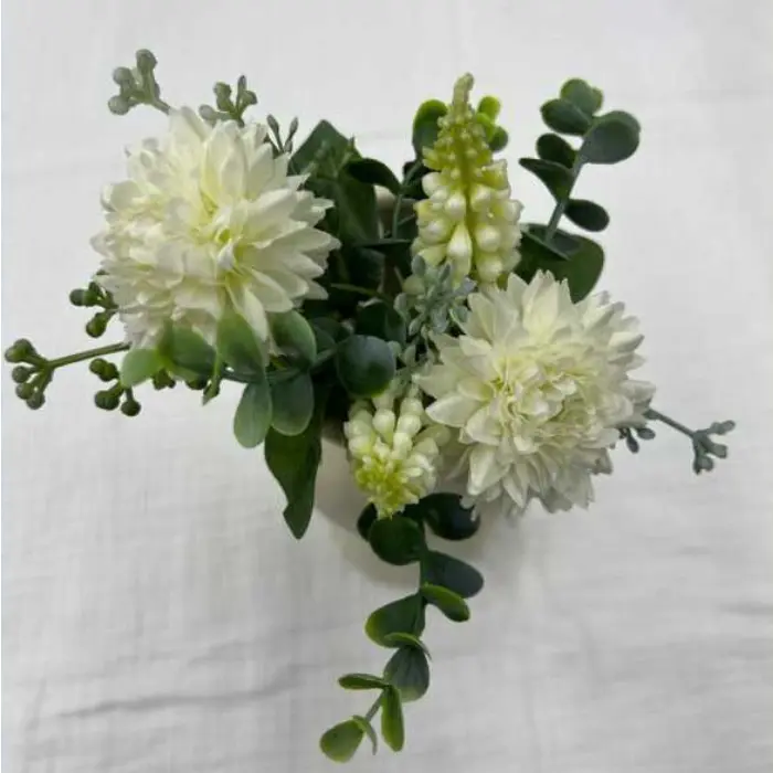 Fleur bouquet polyester blanc
