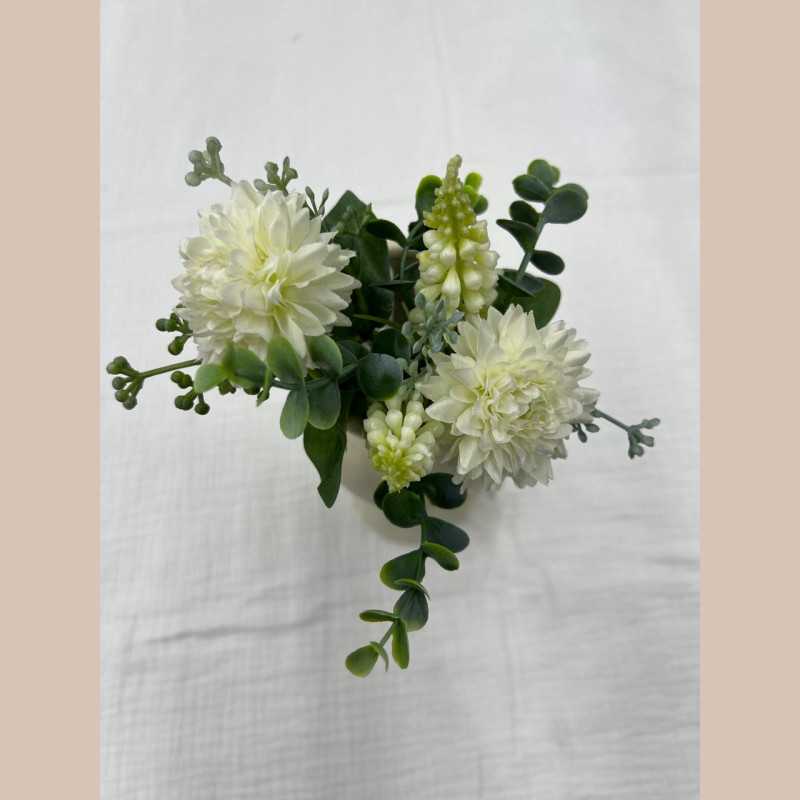 Fleur bouquet polyester blanc