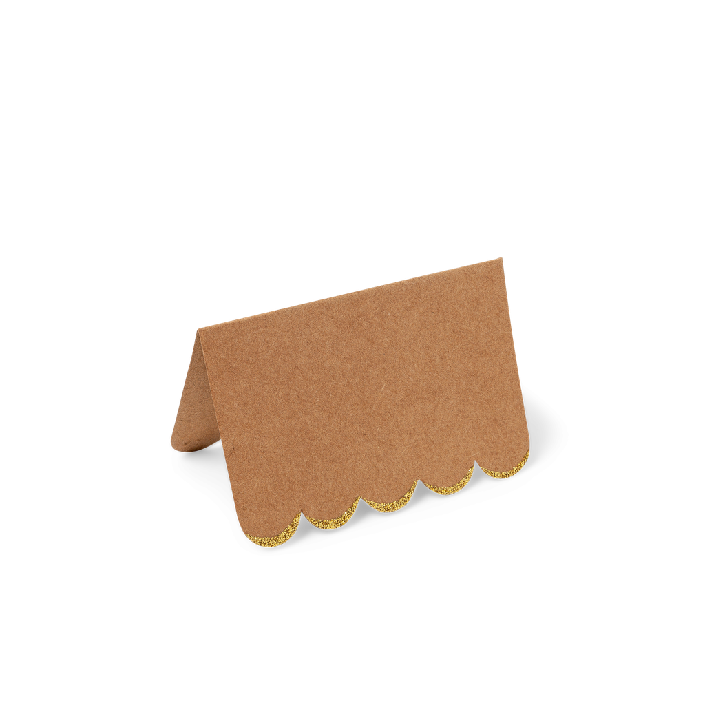 8 marque-places feston kraft paille ttes or 9x6cm