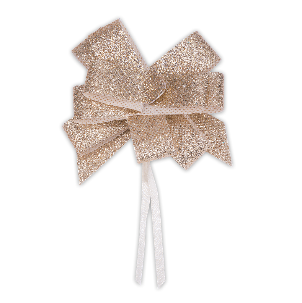 3 jolis noeuds a tirer paillettes c uivre 8x9cm