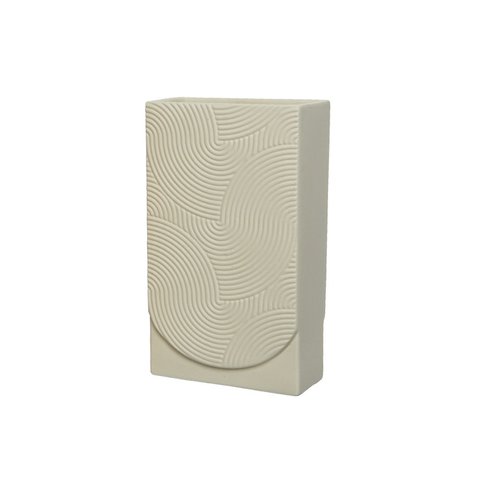 Vase ceramique rectangle finition mat embossage