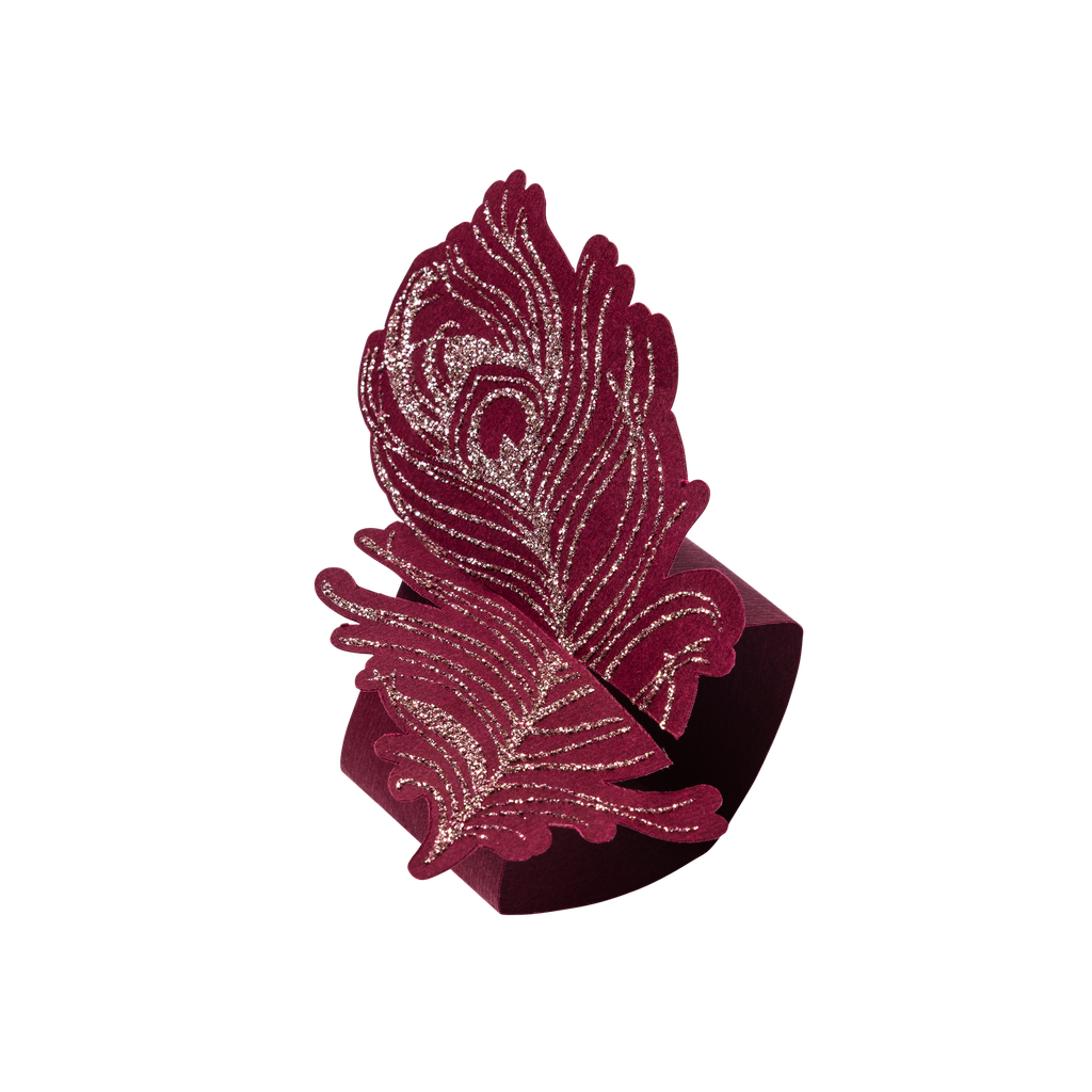 8 ronds serviette marsala plumes de paon paillettes rose gold 16x4cm