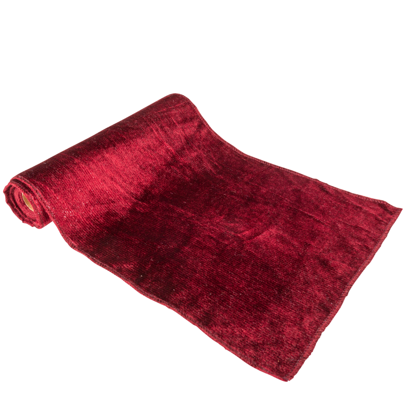 Chemin de table côtelé velours marsala scintillant 28cmx3m