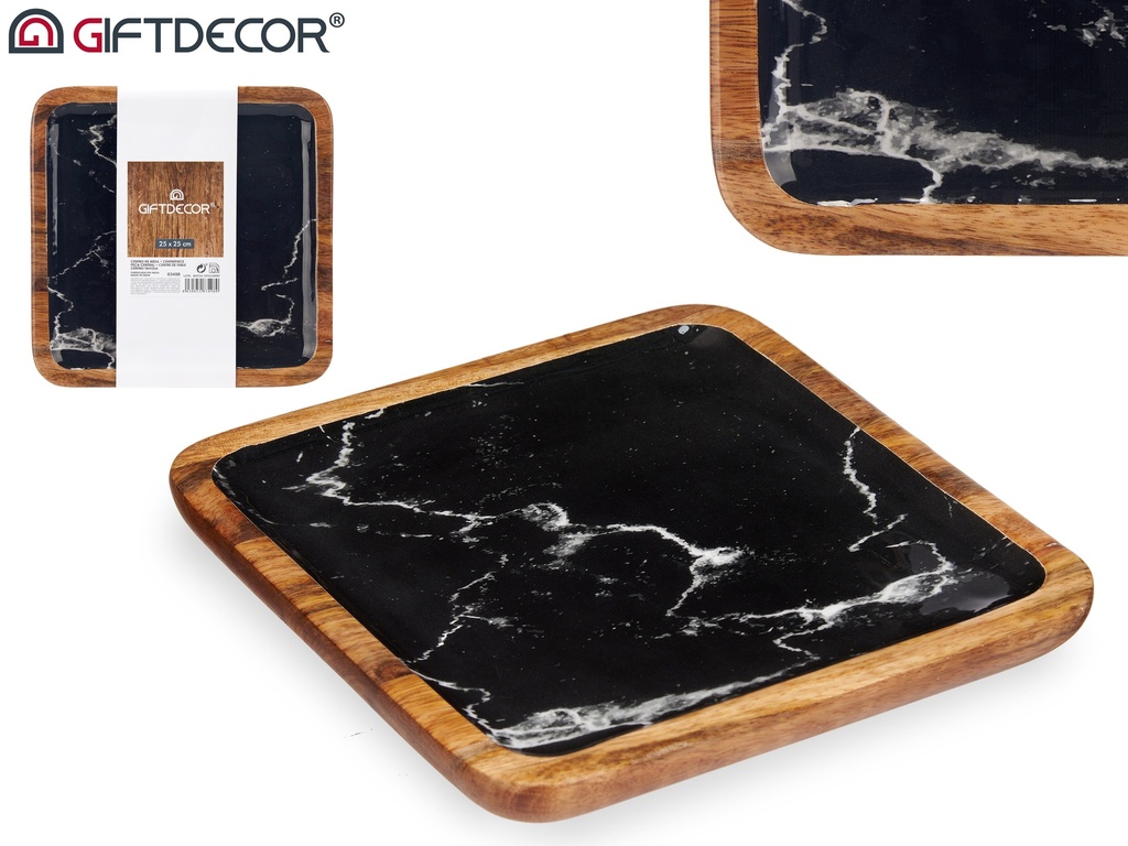 Centre de table carre 25x25 marbre noir