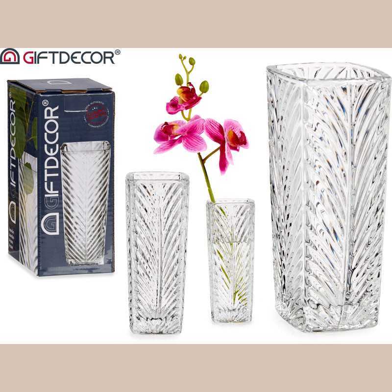 Pot de fleur verre carre transparent ray