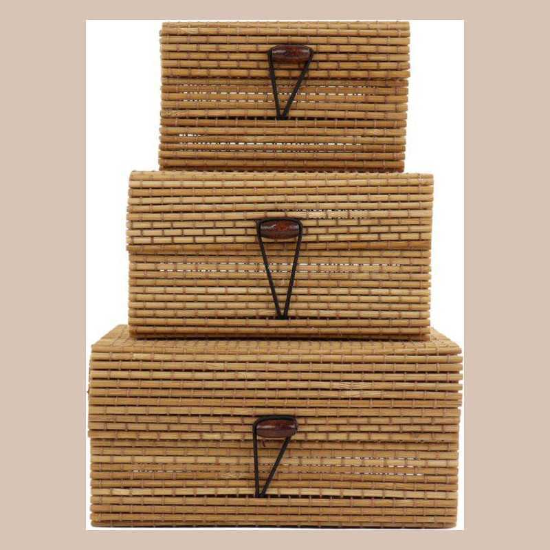 Box bamboo natural set of 2pcs