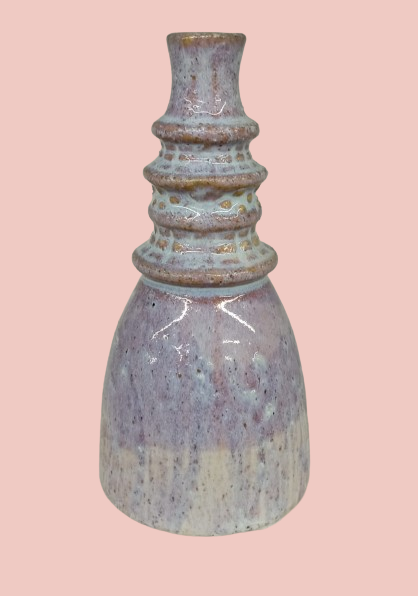 Vase gres rond glacage reactif mauve