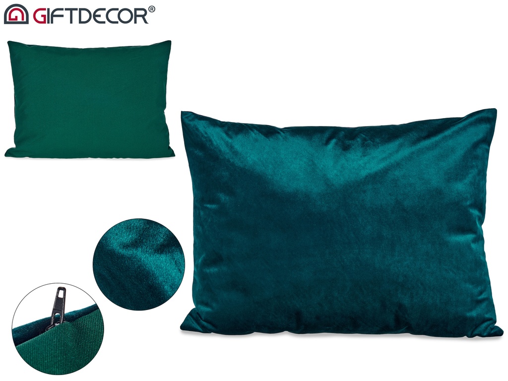 Coussin velours bleu petrole 60x45cm