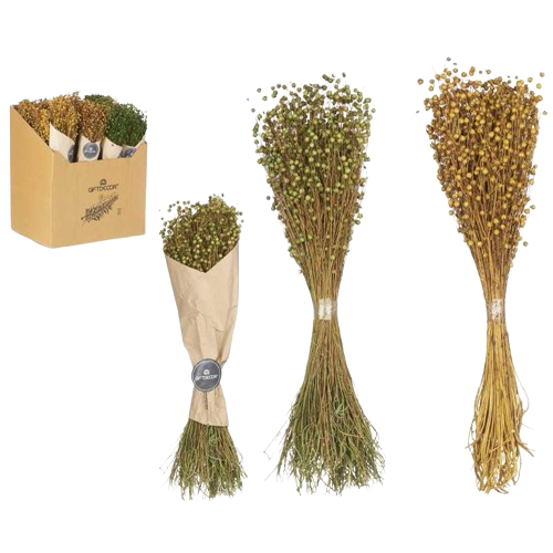 Bouquet boules fleur sechee jaune