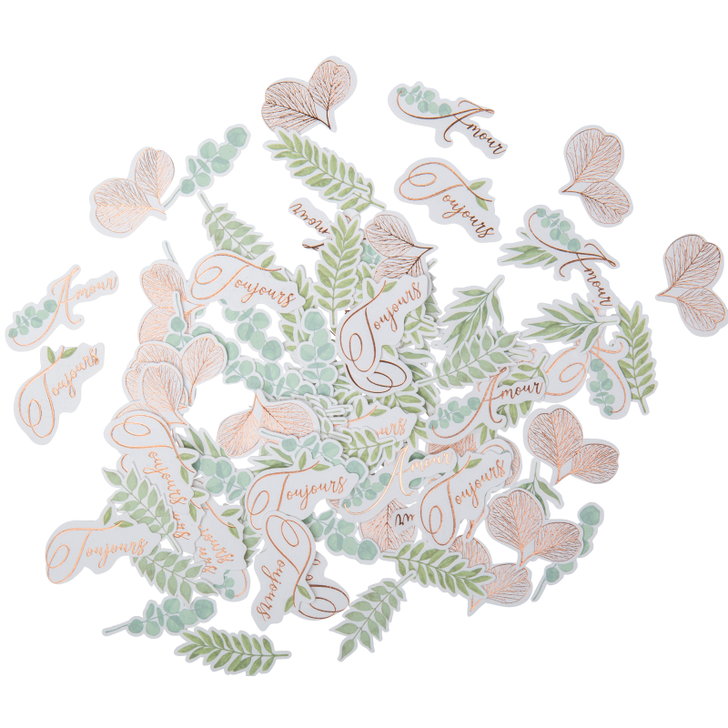 100 confettis botanique rose gold p apier texturé de 2 a 4,5cm