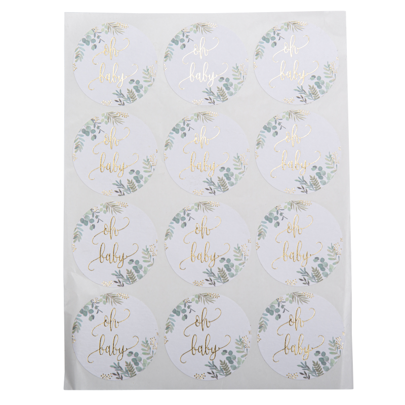 24 stickers oh baby vegetal et or diam 5cm
