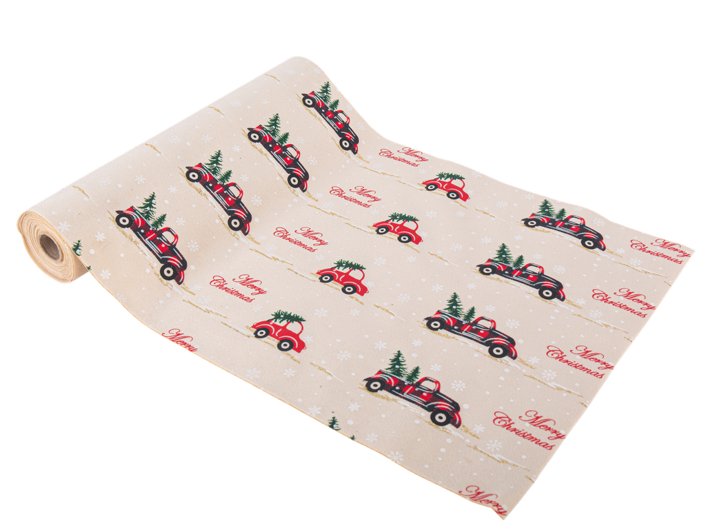 Cdt voiturette de noel velours crem e et paillettes or 28cmx3m