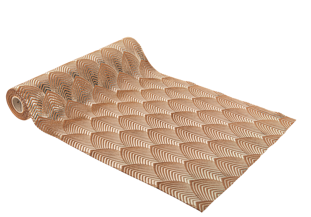 Chemin de table toucher damour velours camel et or 28cmx3m