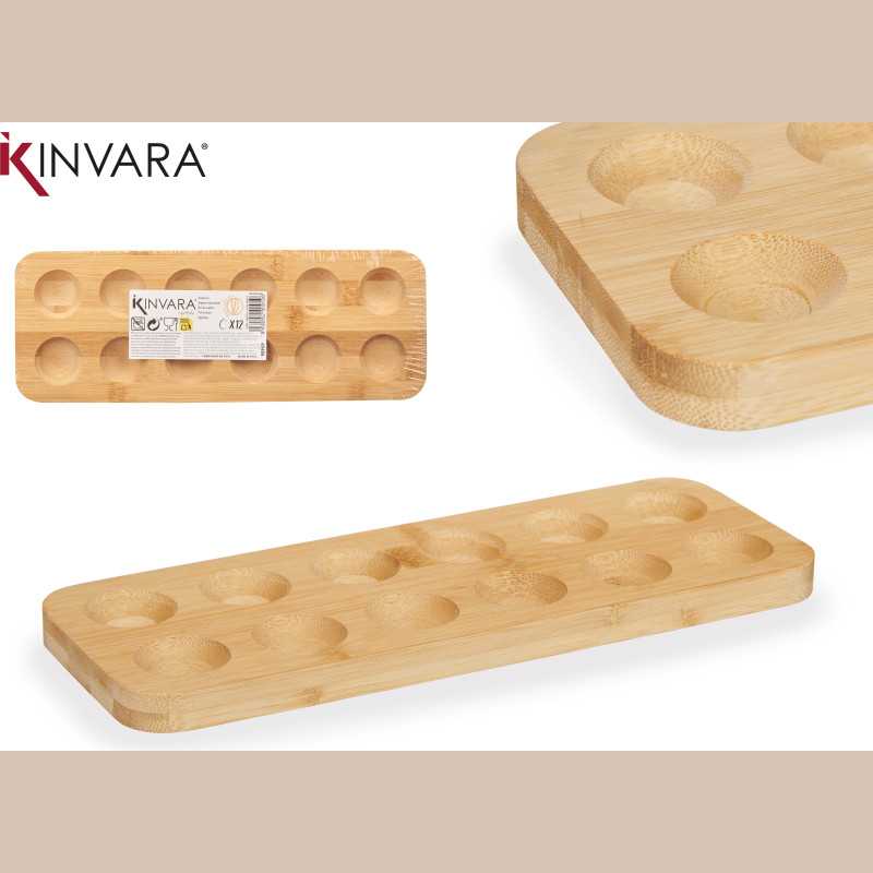 Coquetier 12 creux bambou 30x11 cm