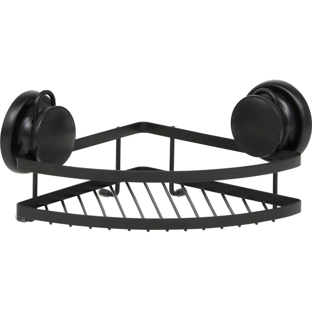 Etagere d'angle metal sur ventouses - noir
