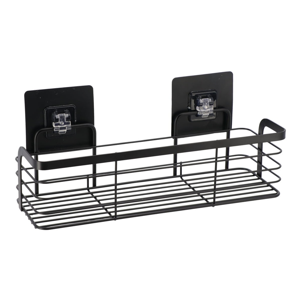 Petit panier rectangulaire metal peint sur cartes adhesives 3 m - noir mat