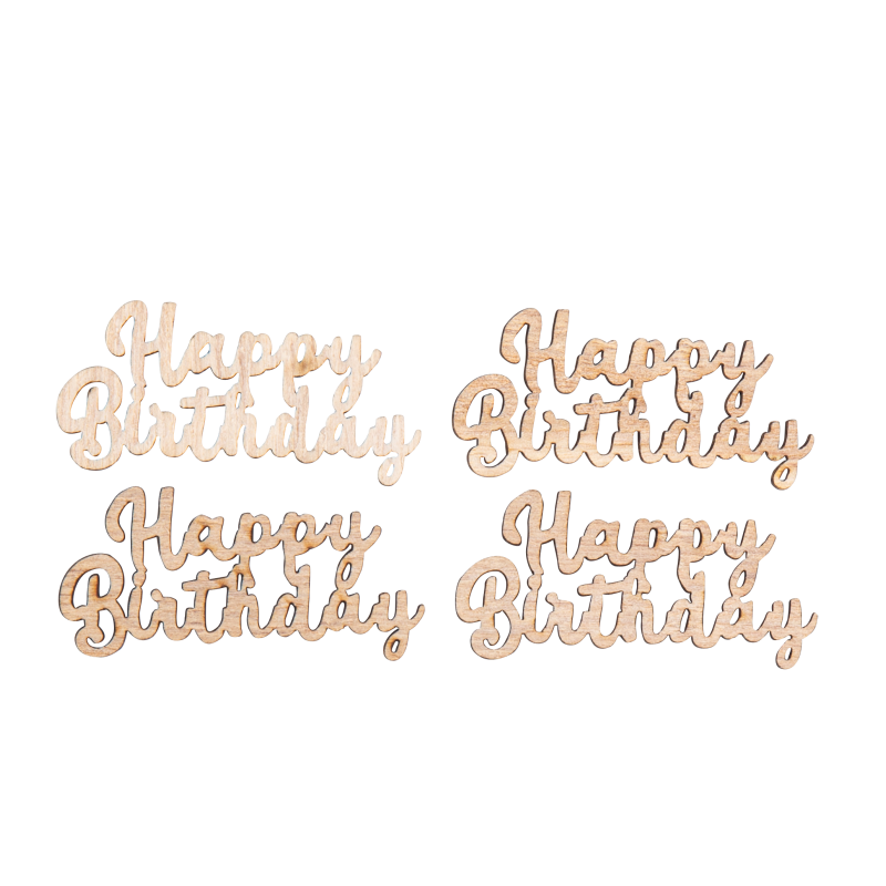 4 deco happy birthday en bois 6x3x0.3cm