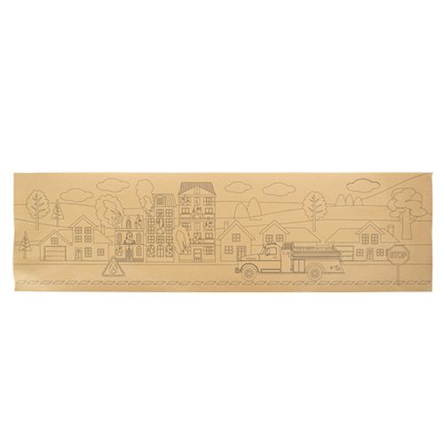 Chemin de table pompier à colorier sur papier kraft 40cmx1,40m