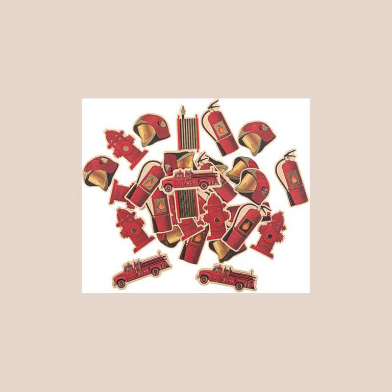 100 confettis pompier papier kraft rouge et or de 2,5 à 4,5cm