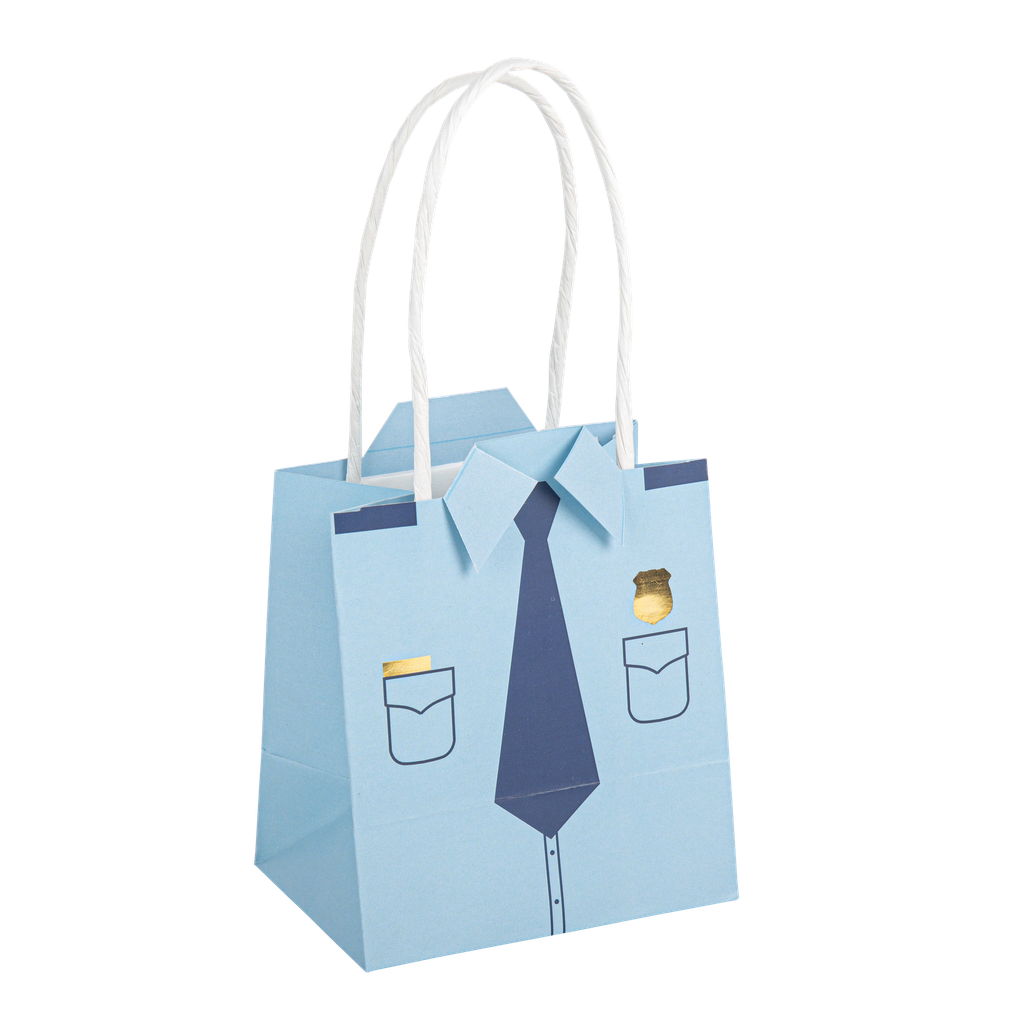 4 sacs à cadeaux police papier bleu, marine et or 10x12x7cm