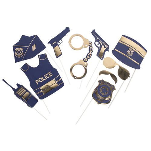 Kit photobooth police papier marine et or 10pcs
