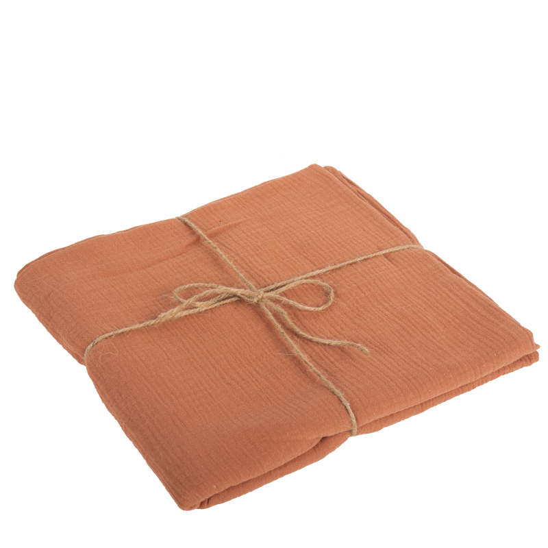 Nappe gaze de coton terracotta 1,30 x2,40m lavable a 30°